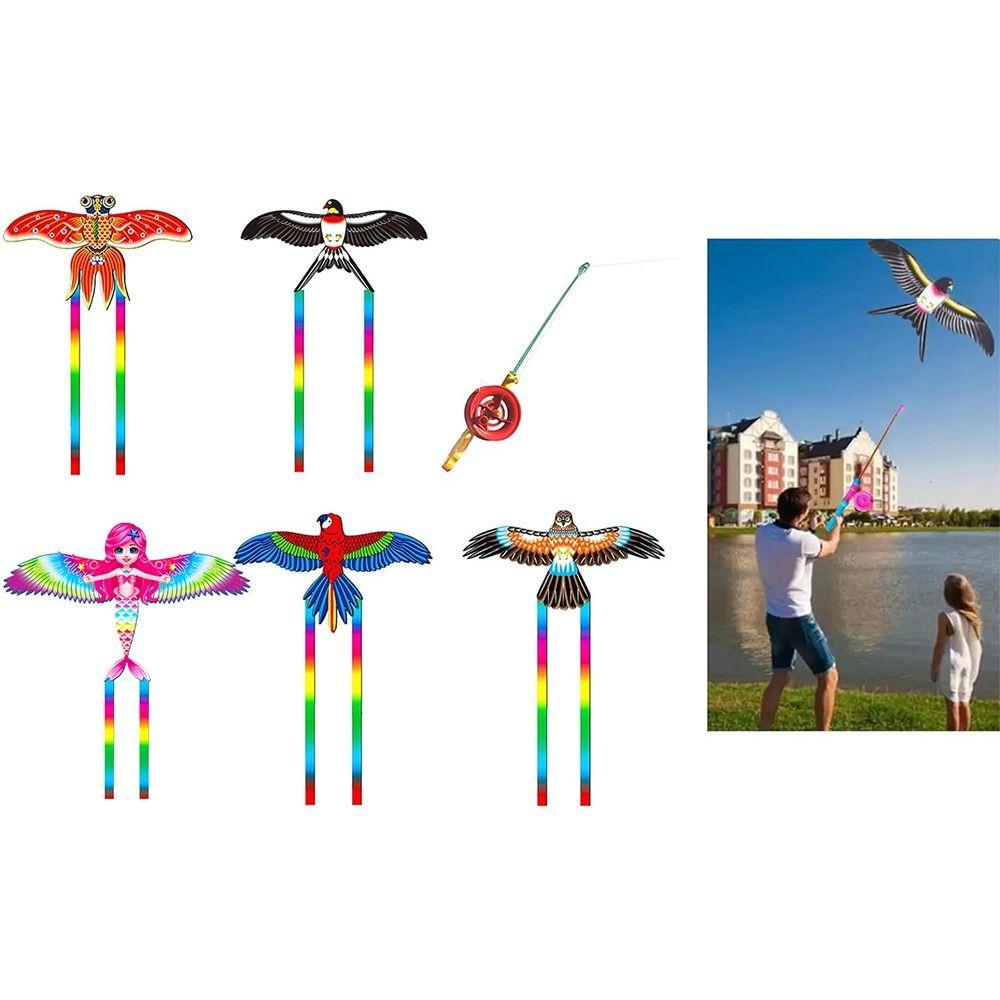 Cartoon Fishing Rod Kites Plastic Flying Kites Funny Dynamic Kites Kids Gift