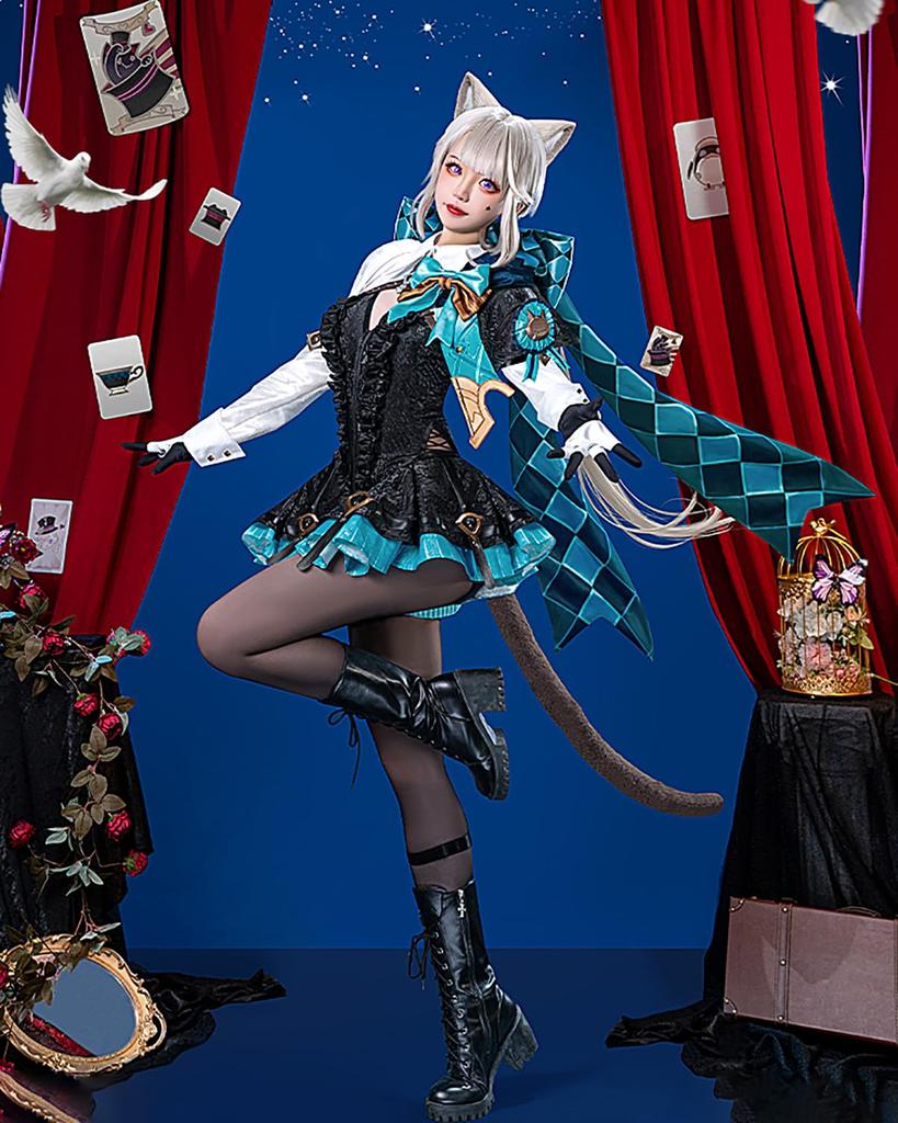 Lynette Cosplay with Genshin Impact Cosplay Full Costume for School Genshin Lynette Cosplay with [Excellent Product] Wig, Lynette's Assistant,