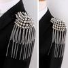 Classical Tassel Epaulette Rivet Shoulder Jewelry Vintage Brooch Evening Party