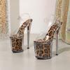 Женские босоножки на шпильке с кристаллами на одной лямке - Прозрачный леопардовый принт