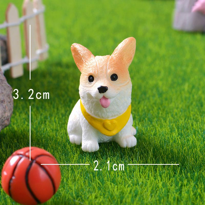 Cute Miniature Dog Figurines Corgi Mini Crafts Realistic Animals Dogs For Micro Landscape Fairy Garden Doll House Accessories