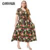 Summer Women's Dress Plus Size V-Neck Short Sleeve Printed Swing Bohemian Dresses