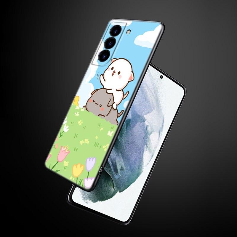 Funny Cartoon Cat Phone Case For Samsung Galaxy S22 Pro S21 S20 Ultra FE S10 Lite 5G S10E S9 S8 Plus Soft TPU Black Cover