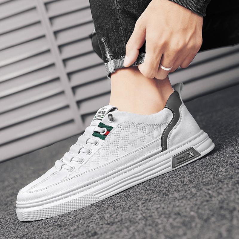 Comfortable Fashion Men's Shoes Summer Breathable Sports Small White Plate Shoes Men's White Shoes Casual White Leather Shoes Match Shoes