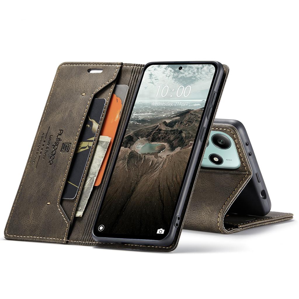 Premium Vintage Leather Wallet Case for Redmi Note 9-14 Series & POCO M2/M5S/X5/X7 - Flip Cover, Card Slots, Shockproof Retro (4 Colors)