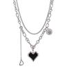 Double Layered Black Heart Necklace with Simple Letter Pendant: Hip Hop Style for Women, Elegant and Versatile Accessory