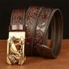 Fashion Embossing Retro Male Belts for Men Business Cowhide Genuine Leather Belt Dragon Pattern Automatic Buckle Strap