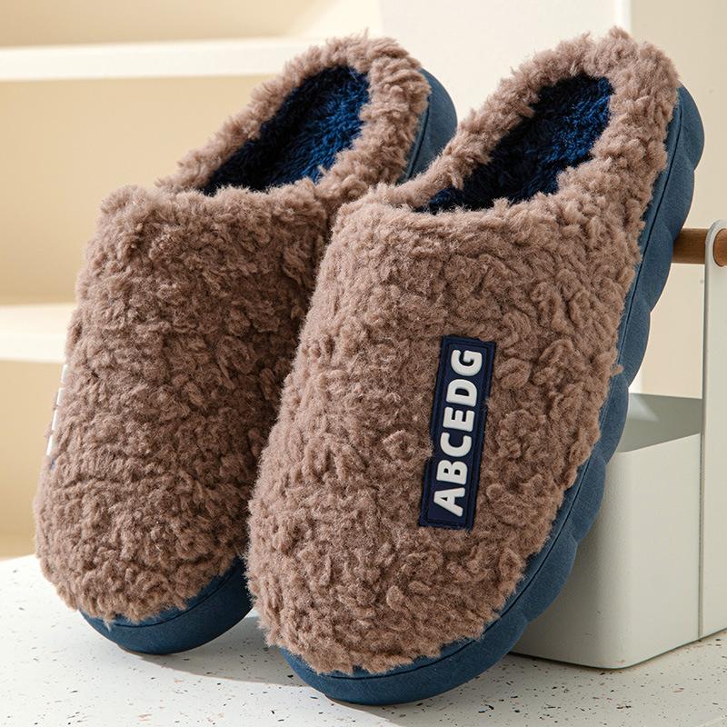 Warm Slippers, Home Thick Bottom Non-slip, Plush Indoor Leisure Couple Slippers