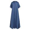 QICED Plus-size Women's Denim Dress Solid Color Plus-size Dress
