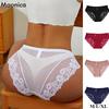 Women's Sexy Lace Mesh Panties Low Waist Translucent Breathable Bikini Briefs Women's Seamless Underwear