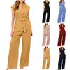 2 Piece Suit Sets For Women Summer Outfits Cap Sleeve V Neck  Vest Wide Leg Pant Sets Work Clothes