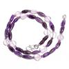 Natural Amethyst Rose Quartz Gemstone Mix Shape Smooth Beads Necklace 17" UB4033 UB-4033