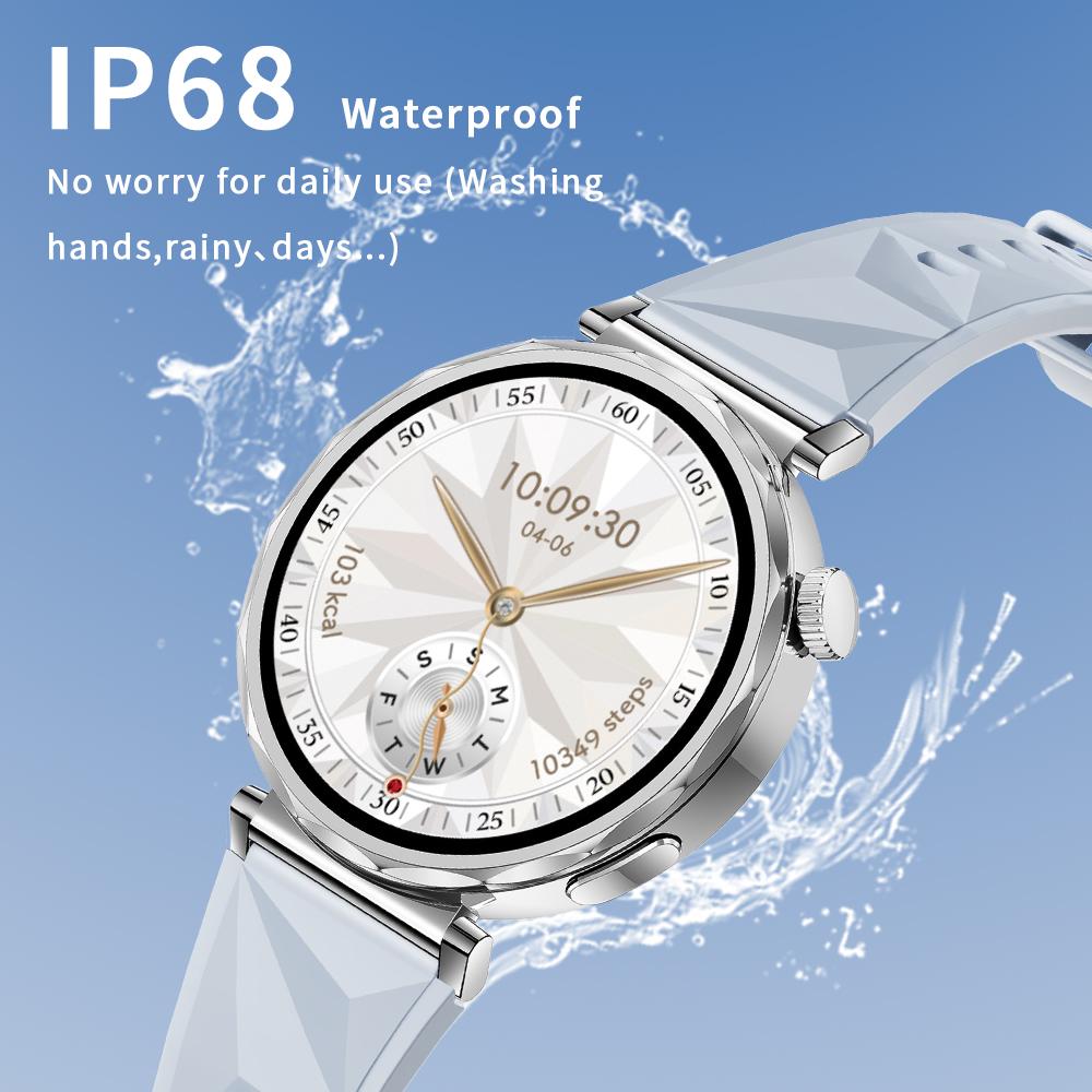 SACOSDING Amoled Screen Women Smart Watches Bluetooth Call Smartwatch Voice Assistant Heart Rate Compass Sport Watch