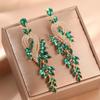 2023 Retro Long Leaf Tassel Teardrop Rhinestone Earrings