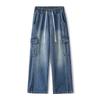 Jeans Men's Working Pants American Three-dimensional Multi-Pocket Washed Retro Wide-Legging Pants