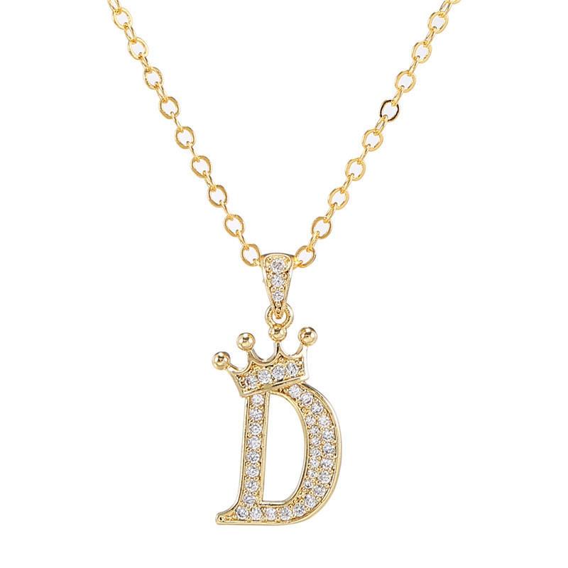 Zircon Crown Necklace New Necklaces Fashion Women's Necklace Pendant Simple English Letter Necklace