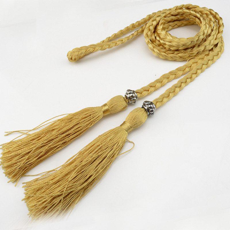 Women's Belt Woven Tassel Waist Strap Student Belt Thin Waist Chain Bow Rope Skirt Knotted Decorative Korean Style
