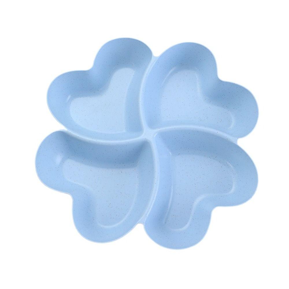 Wheat Straw Appetizer Serving Platter Unbreakable 4-Compartment Food Storage Tray Four Leaf Clover Shape Snacks Serving Dish