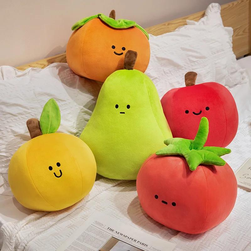 Cute Fruit Tomato Apple Pear Orange Persimmon Stuffed Toy Filled Doll Fruit Cushion Pillow Soft Plush Baby Girl Birthday Gift