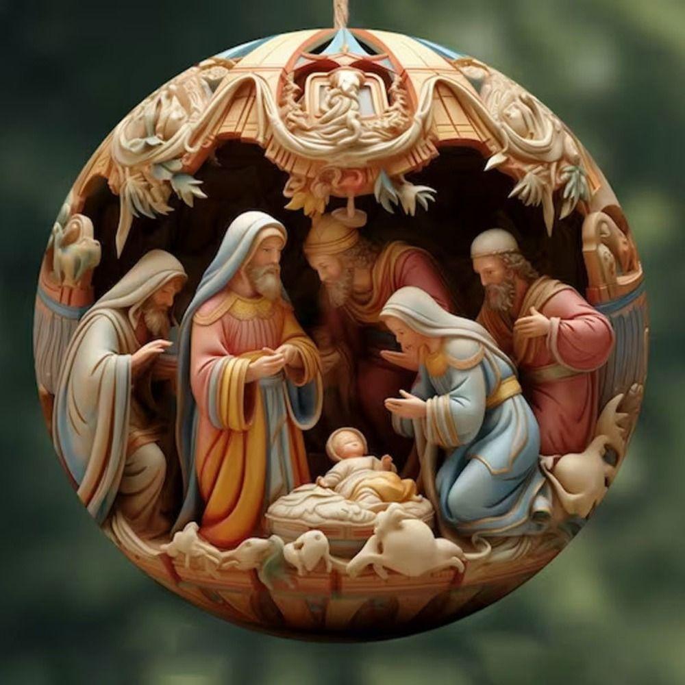 Acrylic Painted Nativity Pendant Hangable Home Decor New Christmas Pendant