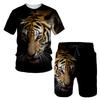 Summer Tiger 3D Printed T-shirt/Suit O Collar Men's Short Sleeve Beach Pants 2 Piece Suit Sportswear Casual Fashion Shorts