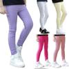 Kids Girls Candy Color Cotton Slim Fit Pencil Pant Casual Elastic Trousers with Pocket Plain Legging