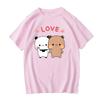 Kawaii Bear Panda Bubu And Dudu T Shirts Hold Hands With Love Tee-shirt 100% Cotton Tshirt Short Sleeve Girls Print Tees O-Neck Cute Tees Casual