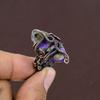 Natural Purpurite Gemstone Handmade Copper Wire Wrap Gift Ring Size 7 C2R20
