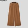INCERUN Men Autumn Spring Solid Color Zipper Waist Trousers Casual Irregular Wide Leg Pants