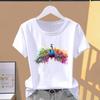 (Asian Size) Short Sleeve T-shirts T Watercolor Cute Trend Style 90s Clothing Casual Fashion Print Female Casual Women's Top Graphic Tee