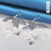 925 Sterling Silver Women's Layered Hollow Tassel Long Hanging Piercing Earrings Fashionable Wedding Jewelry