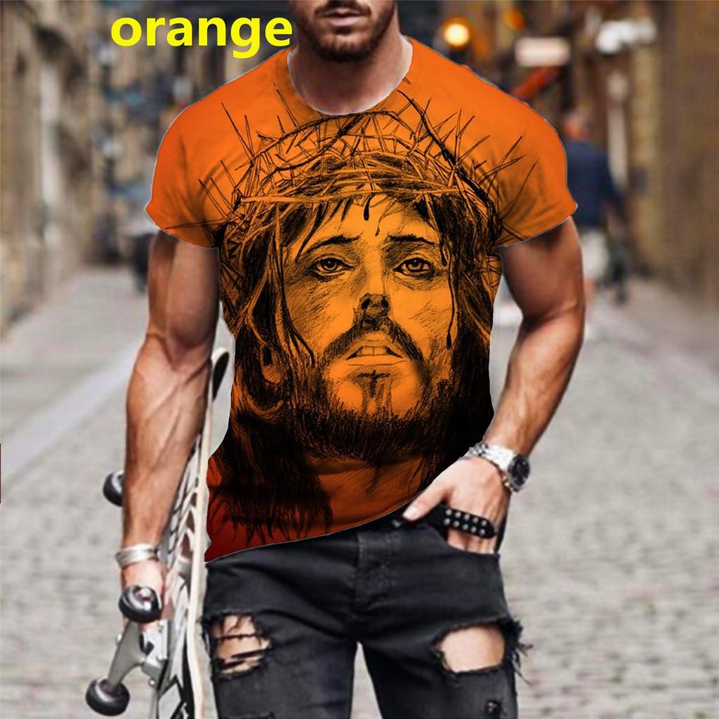 Men's Fashion Printed T-Shirt Jesus Faith T Shirt Casual Fashion Short Sleeve Christ Jesus Tees