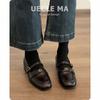 Leather Version~ Retro Mary Jane Shoes Women's Camellia Metal Buckle Loafer Small Leather Shoes Medium Heel Soft Sole French Single Shoes