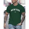 Men's Summer Fashionable Casual Loose Plus Size New York Usa Printed Slim Fit Sports Round Neck Short Sleeved T-shirt