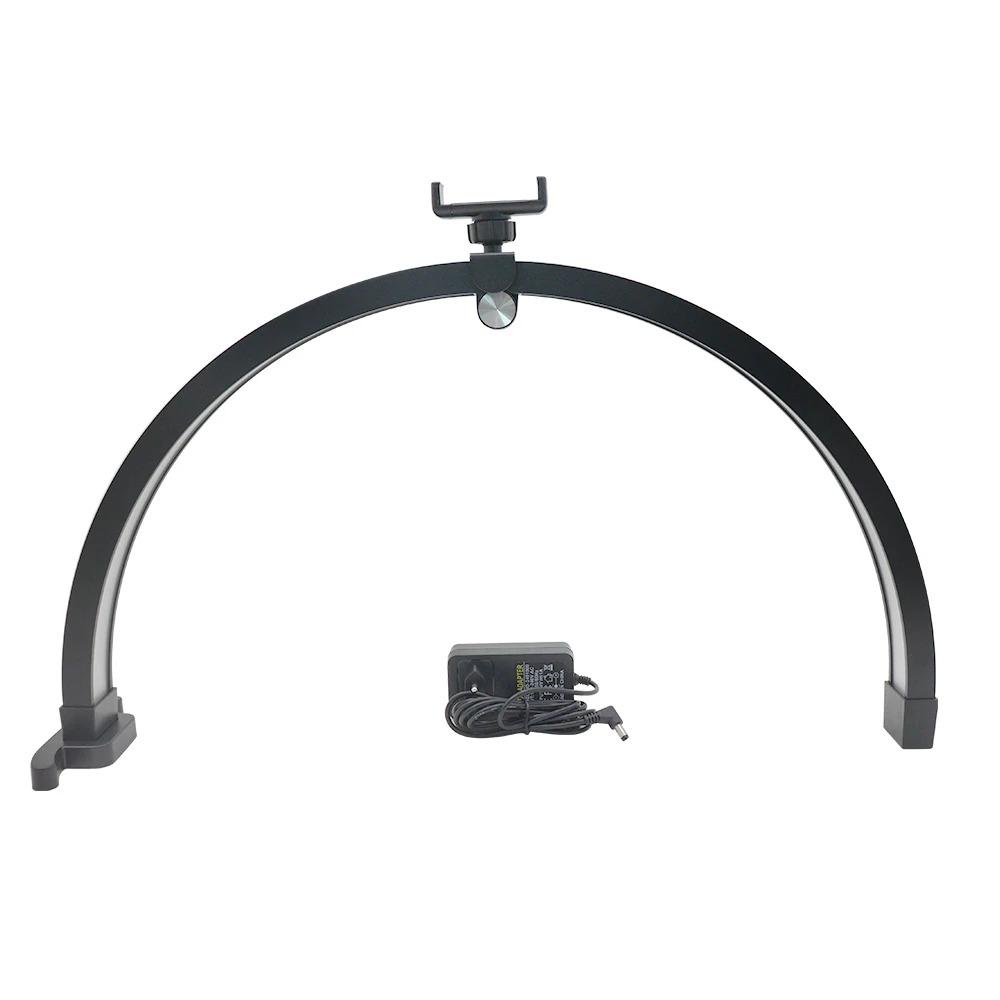 LED Half Moon Table Top Lamp Nail Repair Light 22 Inch 24W 3200-5600K Touch Control Foldable Beauty Lights with Phone Clip