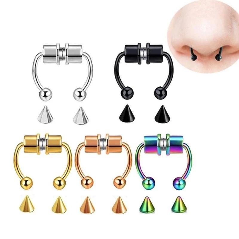 Fake Piercing Nose Ring Alloy Nose Piercing Hoop Septum Rings For Women Jewelry Gifts Fashion Magnetic Fake Piercing
