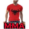 MMA Kick Boxing Muay Thai UFC T-Shirt Country National Flag Retro Vintage Albania Eagle Symbol Emblem 3D Print Men Women Short Sleeve Round Neck