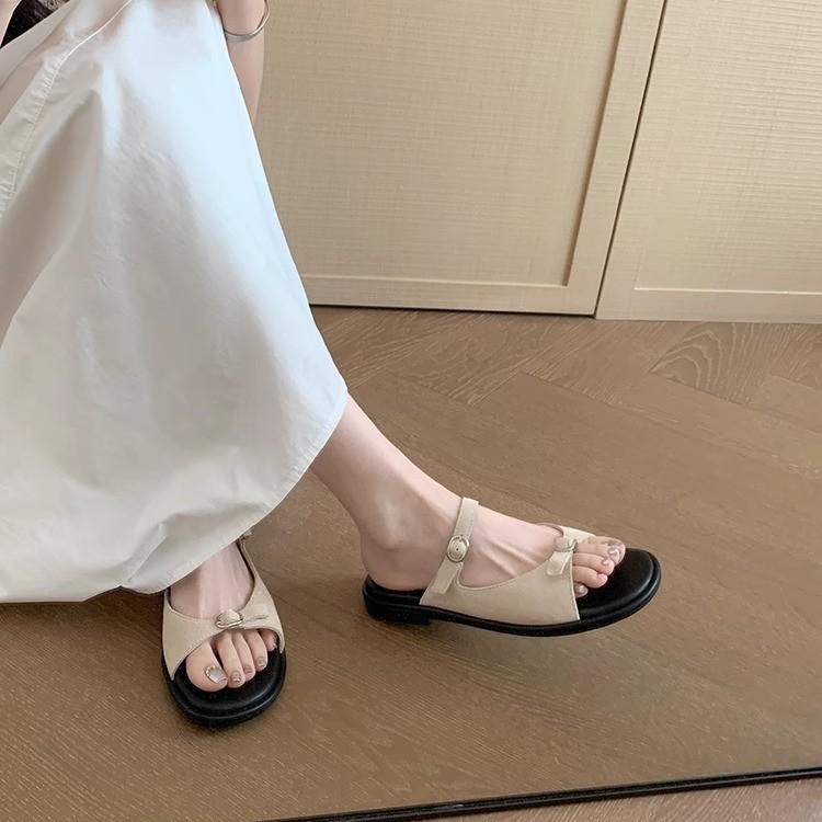 Yuanlitong Summer New Thick-soled Slippers Women's Wear High-end Double-row One-word with Temperament Versatile Sandals Women's Summer
