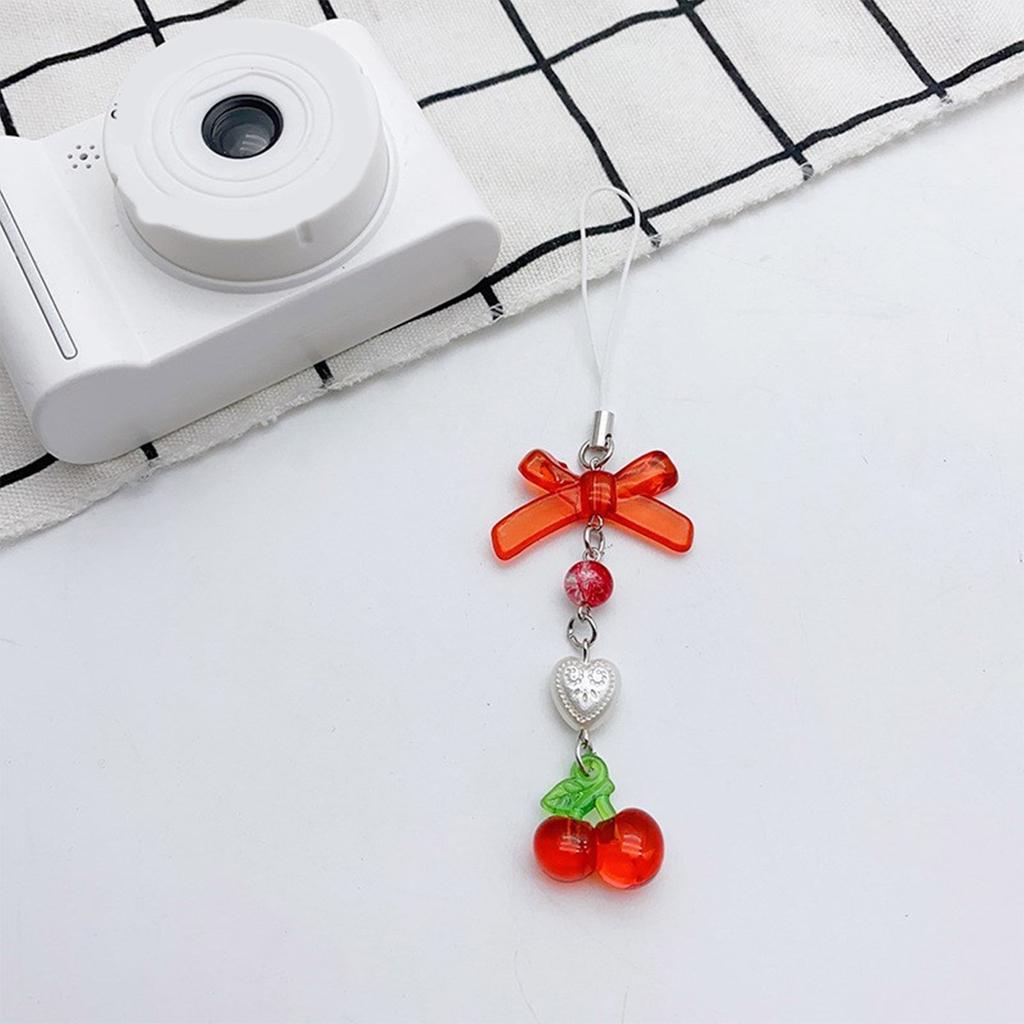 Simple Cherry Strawberry Phone Charm Straps Car Key Hangings Pendants Fashion Bag Decoration Lanyard Purse Accessories