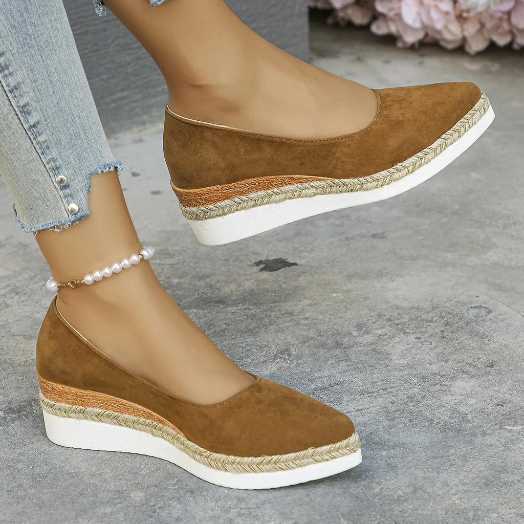 Casual Shoes for Women Heeled Shoes Ladies Wedge Heels Retro Women Pumps Deep Mouth Platform Pumps Office Women Shoes2025