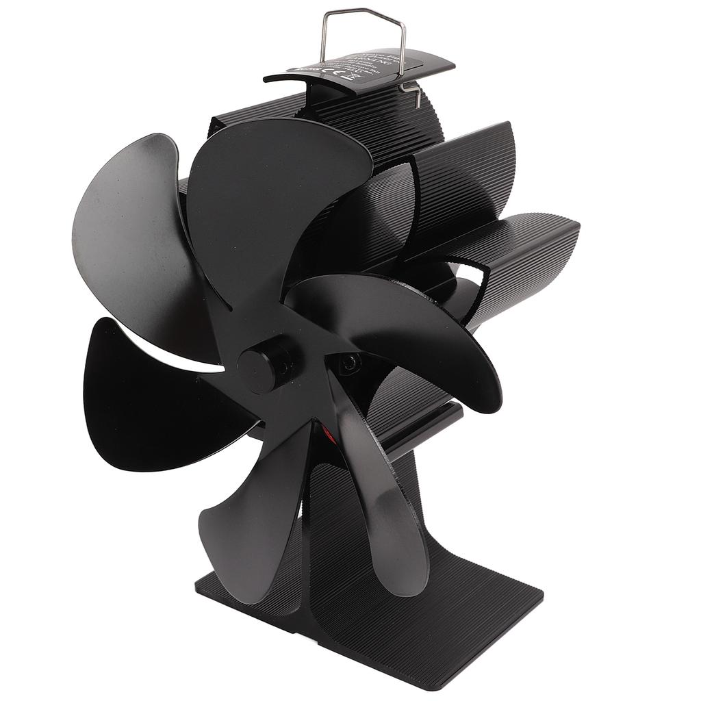 6 Blade Stove Eco Fan Black High Temperature Resistant Self Starting Energy Saving Heat Powered Fan