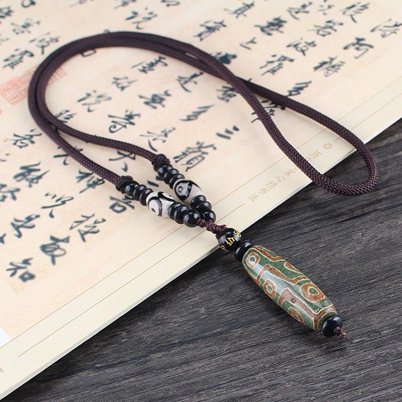 1PC Portable Natural Tibet Bead Good Luck Gift Versatile Nine Eye Tibet Dzi Pendant Choker Nacklace