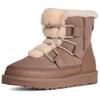 Classic Novelty Cow Split Leather Round Toe Thick Sole Short Snow Boots Women Boots Reindeer 1174574-CRBO