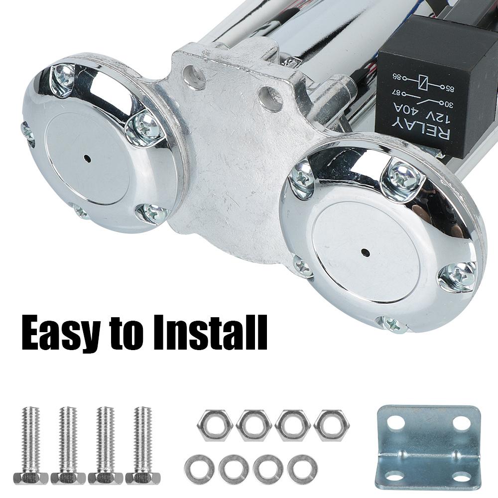 Car Air Horn Set Electric Speaker For Motorcycle Boat Truck Dual Trumpets Super Loud 12V/24V 110dB with Wires and Relay Hooter