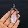 Rose Quartz Jewelry, 999 Copper Wire Wrapped Pendant Handmade Gemstone Jewelry, Gifts For Wife Brand New Pendant