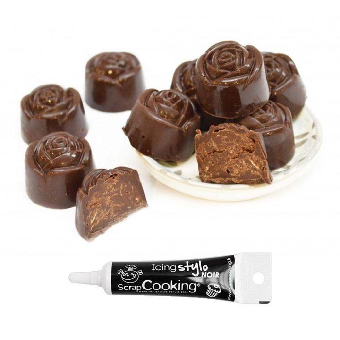 Roses Rigid Chocolate Mold + Black Icing Pen