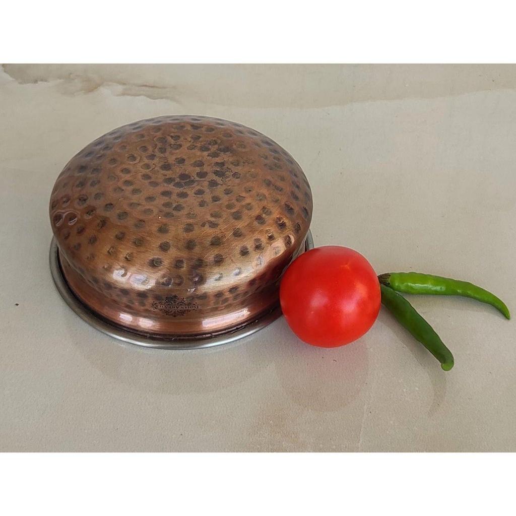 Steel Copper Serving Antique Dark Tone Handi Bowl, Serveware & Tableware, Home Restaurant, Volume-1350 ML, Pack of 1