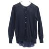 100% Wool Long Sleeve Knit Cardigan 2 Navy System Women Used