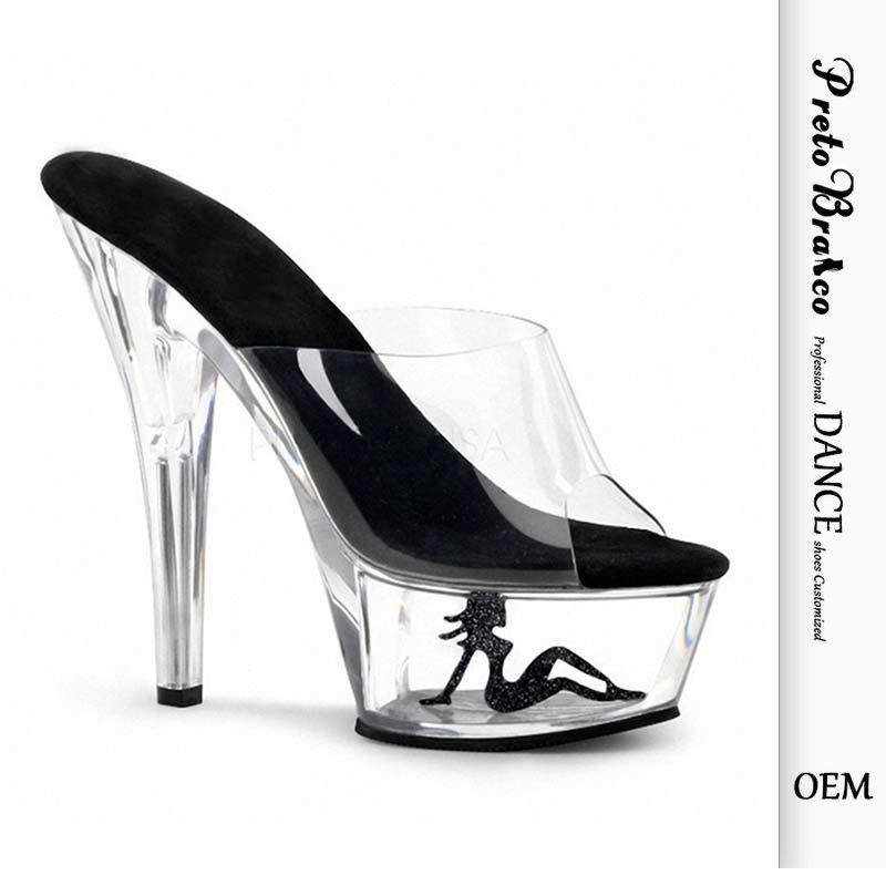Women's Slippers Transparent Fashion High Heel Crystal Stiletto Sandals Sexy Dance Shoes 15cm Heel 5cm Platform YKC
