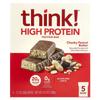 Think!, High Protein Bar, Chunky Peanut Butter, 5 Protein Bars, 60g (2.1oz) Each